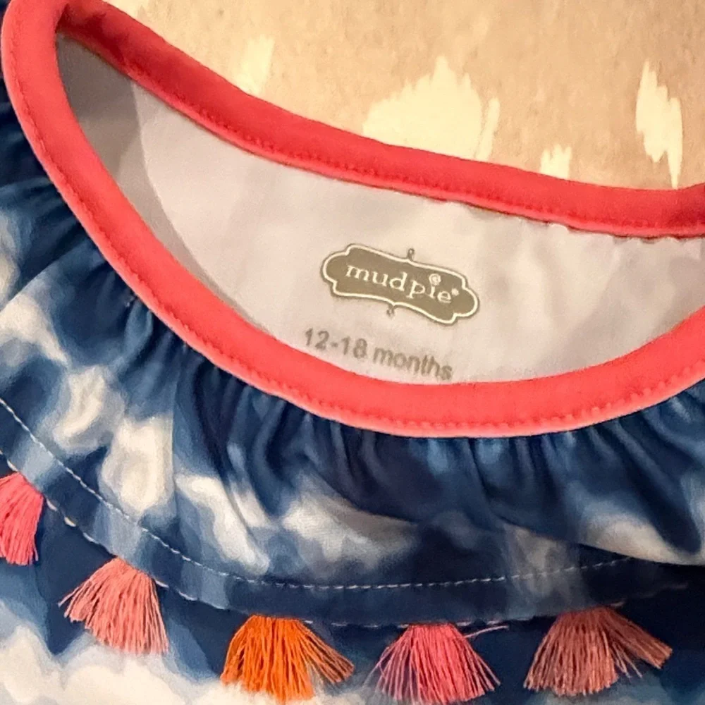 Mud Pie Blue and Pink Tassel Kids Bikini